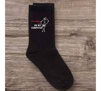 60 SECOND MAKEOVER Men's I'd Rather Be On My Computer Black Calf Socks 60 SECOND MAKEOVER Black One Size