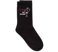 60 SECOND MAKEOVER Men's I'd Rather Be Playing My Drums Black Calf Socks 60 SECOND MAKEOVER Black One Size