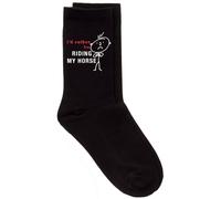 60 SECOND MAKEOVER Men's I'd Rather Be Riding My Horse Black Calf Socks 60 SECOND MAKEOVER Black One Size
