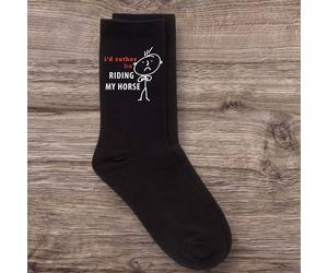 60 SECOND MAKEOVER Men's I'd Rather Be Riding My Horse Black Calf Socks 60 SECOND MAKEOVER Black One Size