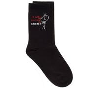 60 SECOND MAKEOVER Men's I'd Rather Be Watching The Cricket Black Calf Socks 60 SECOND MAKEOVER Black One Size