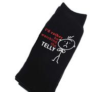 60 SECOND MAKEOVER Men's I'd Rather Be Watching The Telly Black Calf Socks 60 SECOND MAKEOVER Black One Size