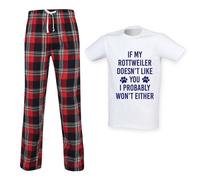 60 SECOND MAKEOVER Men's If My Rottie Doesn't Like You I Probably Won't Either Trouser Pyjamas in Red | Size: Medium 60 SECOND MAKEOVER Red M