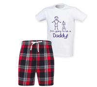 60 Second Makeover Limited Mens I'm Going To Be A Daddy Christmas Tartan Short Pyjama Set Family Matching Twinning Red