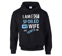 60 SECOND MAKEOVER Men's I'm Not Spoiled My Wife Just Loves Me Hoodie in Black | Size: Medium 60 SECOND MAKEOVER Black M