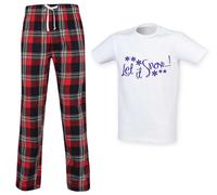 60 SECOND MAKEOVER Men's Let It Snow Christmas Tartan Pyjama Set in Red | Size: Small 60 SECOND MAKEOVER Red S