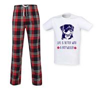 60 SECOND MAKEOVER Men's Life Is Better With A Rottie Tartan Trouser Pyjamas in Red | Size: Small 60 SECOND MAKEOVER Red S