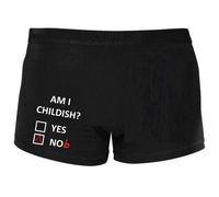 60 SECOND MAKEOVER Men's Mens Black Am I Childish? Boxer Shorts | Size: Small 60 SECOND MAKEOVER Black S