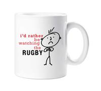 Mens I'd Rather Be Watching the Rugby Mug 60 SECOND MAKEOVER White One Size