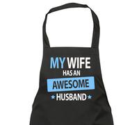 60 SECOND MAKEOVER Men's My Wife Has An Awesome Husband Black Apron 60 SECOND MAKEOVER Black