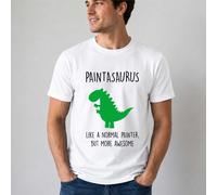 60 SECOND MAKEOVER Men's Painter Dinosaur T-Shirt in White | Size: Large 60 SECOND MAKEOVER White L