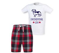 60 SECOND MAKEOVER Men's Sausage Dog Unconditional Love Tartan Short Pyjamas Set in Red | Size: XS 60 SECOND MAKEOVER Red XS
