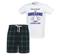60 SECOND MAKEOVER Men's This Is What An Awesome Chef Looks Like Tartan Pyjama Set in Green | Size: Medium 60 SECOND MAKEOVER Green M