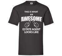 60 SECOND MAKEOVER Men's This Is What An Awesome Estate Agent Looks Like T-Shirt in Black | Size: Small 60 SECOND MAKEOVER Black S