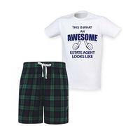 60 SECOND MAKEOVER Men's This Is What An Awesome Estate Agent Looks Like Tartan Pyjama Set in Green | Size: Large 60 SECOND MAKEOVER Green L