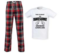 60 Second Makeover Limited This Is What An Awesome Grandad Looks Like Tartan Trouser Mens Pyjamas Set Family Grandad Birthday Gift Present Fathers Day For Men Red Large