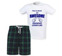 60 SECOND MAKEOVER Men's This Is What An Awesome Grandad Looks Like Tartan Short Pyjama Set in Green | Size: 2XL 60 SECOND MAKEOVER Green 2XL