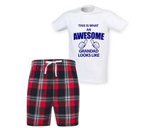 60 SECOND MAKEOVER Men's This Is What An Awesome Grandad Looks Like Tartan Short Pyjama Set | Size: Medium 60 SECOND MAKEOVER Multicolor M