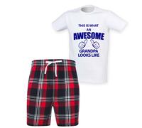 60 Second Makeover Limited Mens This Is What An Awesome Grandpa Looks Like Tartan Short Pyjama Set Family Matching Fathers Day Twinning Red