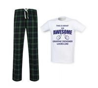 60 SECOND MAKEOVER Men's This Is What An Awesome Graphic Designer Looks Like Tartan Pyjama Set in Green | Size: 2XL 60 SECOND MAKEOVER Green 2XL