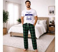 60 SECOND MAKEOVER Men's This Is What An Awesome Husband Looks Like Tartan Pyjama Set in Green | Size: XS 60 SECOND MAKEOVER Green XS