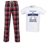 60 Second Makeover Limited Mens This Is What An Awesome Mechanic Looks Like Tartan Pyjama Set Red