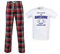 60 Second Makeover Limited Mens This Is What An Awesome Pilot Looks Like Tartan Pyjama Set Red