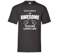 60 SECOND MAKEOVER Men's This Is What An Awesome Teacher Looks Like T-Shirt in Black | Size: 2XL 60 SECOND MAKEOVER Black 2XL