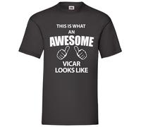 60 Second Makeover Limited This is What an Awesome Vicar Looks Like Tshirt Size - Funny Novelty Black Tshirt Size - XL