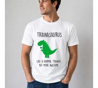 60 SECOND MAKEOVER Men's Trainer Dinosaur T-Shirt in White | Size: 2XL 60 SECOND MAKEOVER White 2XL