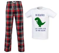60 SECOND MAKEOVER Men's Vicar Dinosaur Pyjama Set in Red | Size: 2XL 60 SECOND MAKEOVER Red 2XL