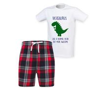 60 SECOND MAKEOVER Men's Vicar Dinosaur Pyjama Set in Red | Size: 2XL 60 SECOND MAKEOVER Red 2XL