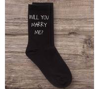 60 SECOND MAKEOVER Men's Will You Marry Me? Black Calf Socks 60 SECOND MAKEOVER Black One Size
