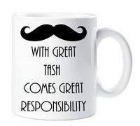 60 SECOND MAKEOVER Men's With Great Tash Comes Great Responsibility Moustache Mug in White 60 SECOND MAKEOVER White