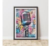 60 SECOND MAKEOVER Microphone Mic Graffiti Print Urban Street Art Poster Junk Journal | Size: A4 60 SECOND MAKEOVER Multicolor A4