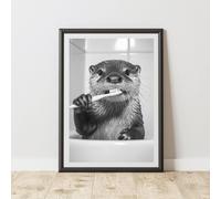 60 SECOND MAKEOVER Otter Brushing Teeth Animal Print | Size: A4 60 SECOND MAKEOVER Multicolor A4