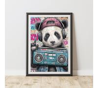 60 SECOND MAKEOVER Panda Graffiti Print Urban Street Art Poster Junk Journal | Size: A4 60 SECOND MAKEOVER Multicolor A4