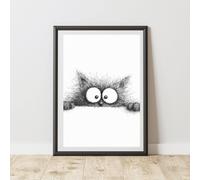 60 SECOND MAKEOVER Peeking Cat Print Poster Wall Art | Size: A4 60 SECOND MAKEOVER Multicolor A4