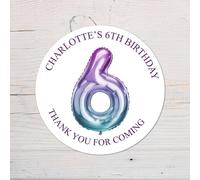 60 SECOND MAKEOVER Personalised 6th Birthday Vinyl Party Bag Stickers 60 SECOND MAKEOVER Multicolor