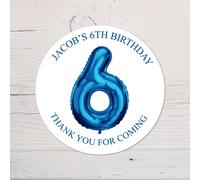 60 SECOND MAKEOVER Personalised 6th Birthday Vinyl Party Bag Stickers in Blue 60 SECOND MAKEOVER Blue