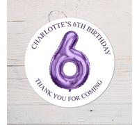60 SECOND MAKEOVER Personalised 6th Birthday Vinyl Party Bag Stickers in Purple 60 SECOND MAKEOVER Purple