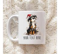 60 SECOND MAKEOVER Personalised Bernese Mountain Dog Christmas Lights Santa Hat Mug in White 60 SECOND MAKEOVER White