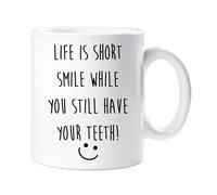 60 SECOND MAKEOVER Retirement Mug Life Is Short Smile While You Still Have Teeth Mug in White 60 SECOND MAKEOVER White