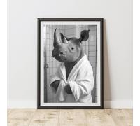 60 SECOND MAKEOVER Rhino Bathrobe Dressing Gown Animal Print | Size: A4 60 SECOND MAKEOVER Multicolor A4