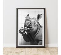 60 SECOND MAKEOVER Rhino Brushing Teeth Animal Print | Size: A4 60 SECOND MAKEOVER Multicolor A4