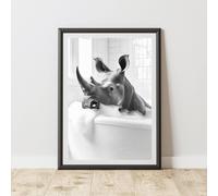 60 SECOND MAKEOVER Rhino In The Bath Animal Print | Size: A3 60 SECOND MAKEOVER Multicolor A3