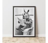 60 SECOND MAKEOVER Rhino On The Toilet Animal Print | Size: A4 60 SECOND MAKEOVER Multicolor A4