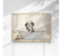 60 SECOND MAKEOVER Shih Tzu In The Bath Quirky Animal Print | Size: A4 60 SECOND MAKEOVER Multicolor A4