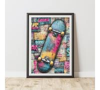 60 SECOND MAKEOVER Skateboard Graffiti Print Urban Street Art Poster Junk Journal | Size: A4 60 SECOND MAKEOVER Multicolor A4