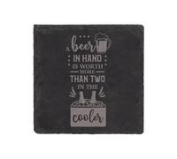60 SECOND MAKEOVER Slate Coaster A Beer In One Hand Is Worth More Than 2 In The Cooler Beer Engraved Funny Gift Friend Present in Black 60 SECOND MAKEOVER Black